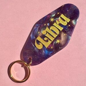 Libra Horoscope Engraved Glitter Resin Hotel Keychain